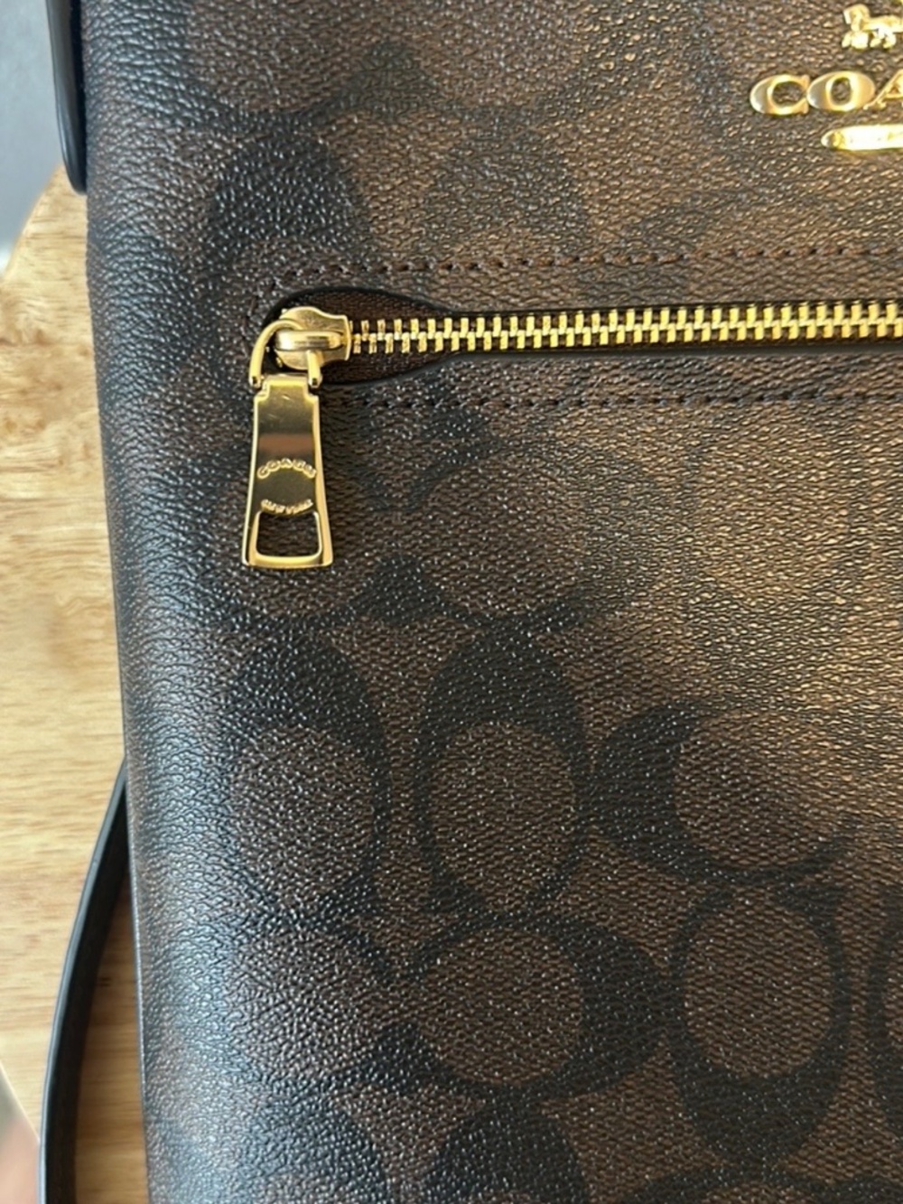 COACH Mini Rowan File Crossbody Bag in Walnut/Black - Picture 2 of 5